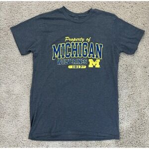 Michigan Wolverines T Shirt Mens L Gray Proedge Block M Property of Graphic Tee
